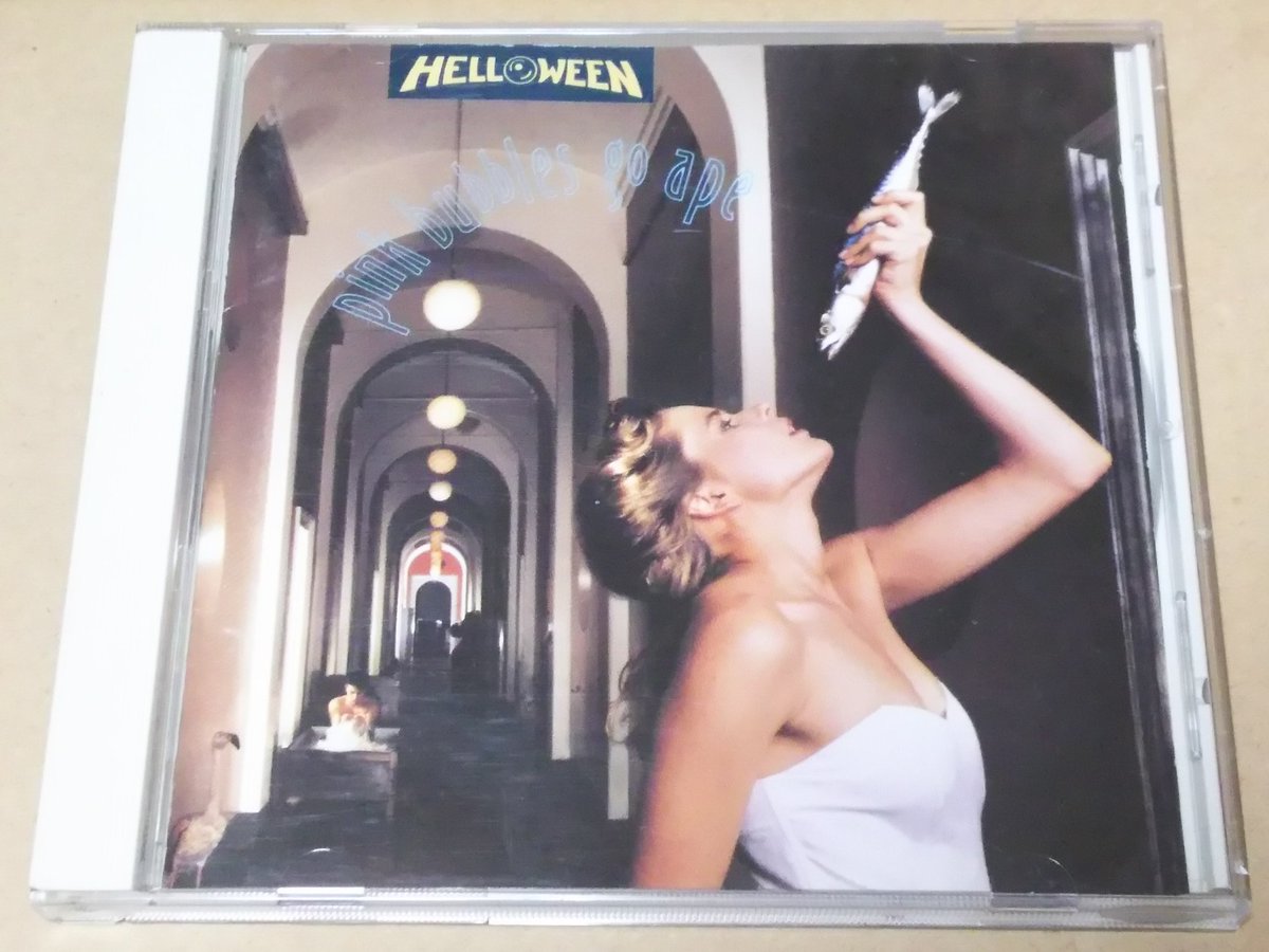 相賀浩紀 Pa Twitter 洋楽cdジャケット 510枚目 Helloween ハロウィン Pink Bubbles Go Ape ピンク バブルズ ゴー エイプ 鳥類は魚を食べる時 鱗やえらが喉に引っ掛からないように頭から食べるそうです まぁ いまいち状況が分からないジャケットですね
