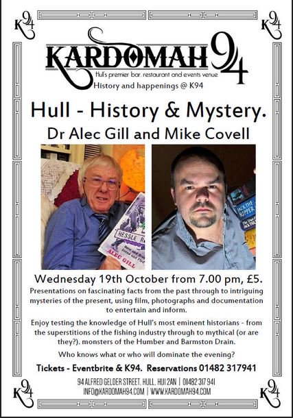 MikeCovell's tweet image. Two Hull Historians coming together for the first time ever at @Kardomah94 next month. #History #Mystery #Hull