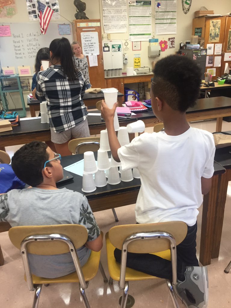 n_molinelli's tweet photo. Cup stacking challenge! @LMSNation #collaboration #mrsmolsscience https://t.co/uqc13qmUNu