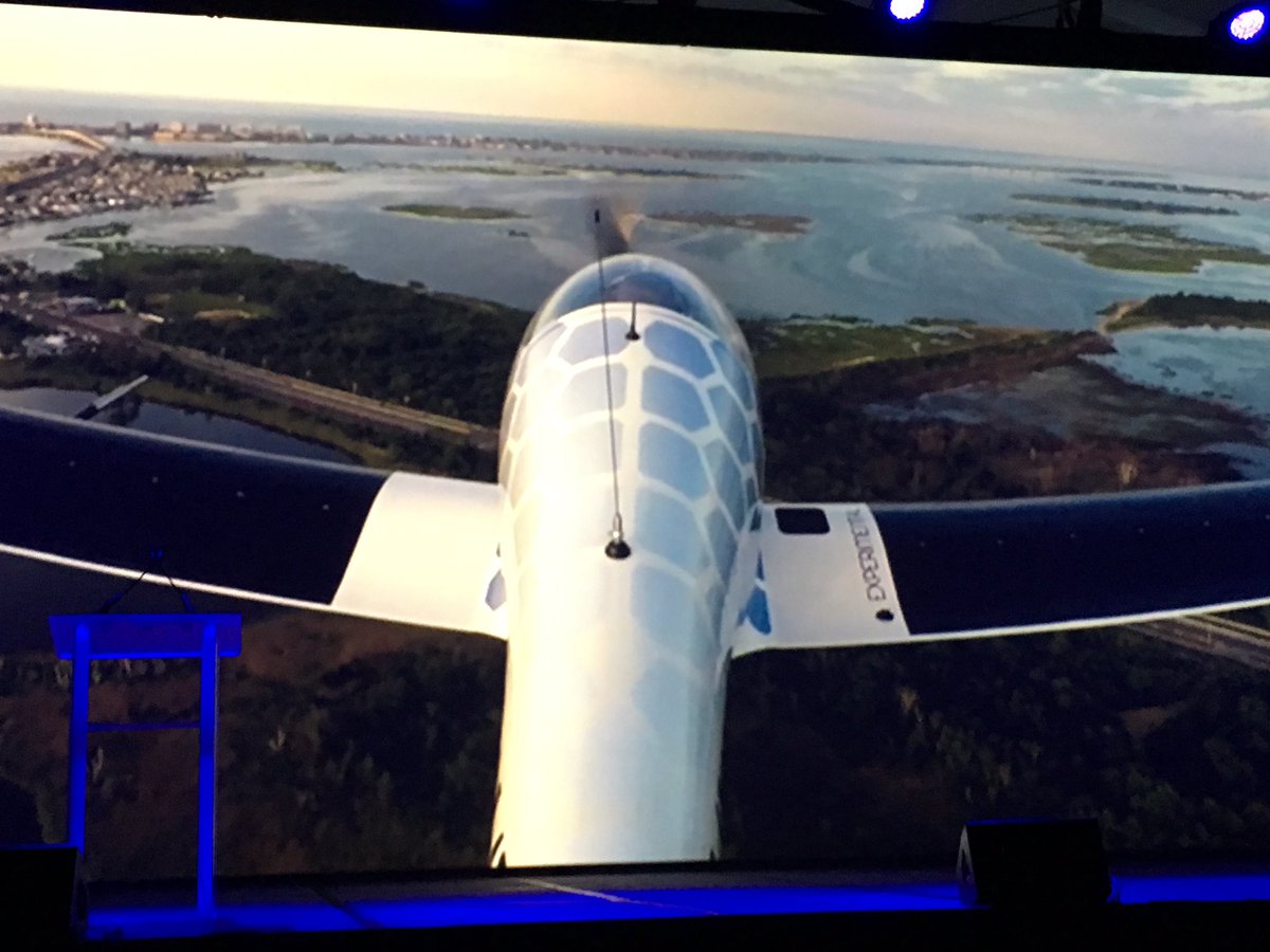 cmmagazine's tweet photo. Daniel Preston introduces #CAMX16 General Session crowd to Luminati's solar powered aircraft, made with #composites from @HexcelCorp. https://t.co/bS928TqBGs