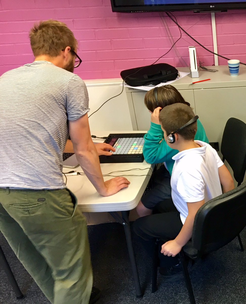 HelixArts's tweet photo. We're getting up to this right now @youthmusic @ArtsAward #offthebeat @CVYP0 thanks to @Ableton #pushpad @CherubG @wjclang @paddymosaic https://t.co/s077sOMGKT
