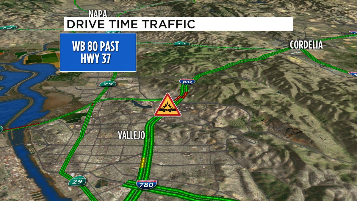 Vallejo- crash reported WB 80 just past Hwy 37, left and right lanes blocked, CHP enroute, possible injuries.