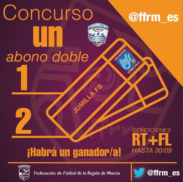 ¡ATENCIÓN! Concurso 🔊: Sigue a <a href="/ffrm_es/">FFRM</a>, RT este tuit y gana un abono doble de temporada del Jumilla FS.