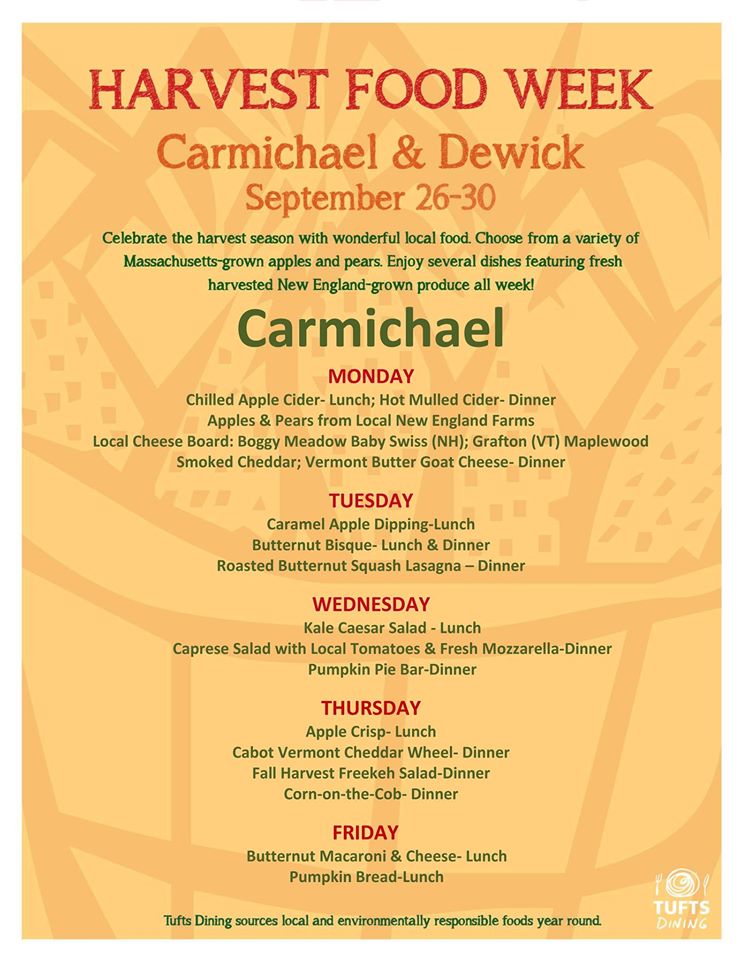TuftsUniversity's tweet photo. It's Harvest Food Week at Carmichael &amp; Dewick! From apple cider to butternut squash bisque, @TuftsDining has a great menu! 🍎 #BisqueAlert https://t.co/IPstqUDIxo