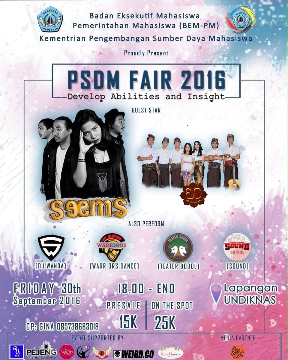 NEXT GIGS! 30 sept for PSDM FAIR 2016 BY <a href="/bemundiknas/">BEM-PM UNDIKNAS</a> SEEYA!