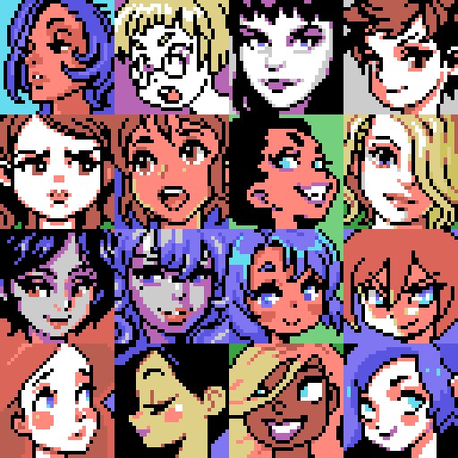 JUSTIN_CYR's tweet image. 16 32x32 Women's portrait studies no.51, MSX palette. #MSX #pixelart
