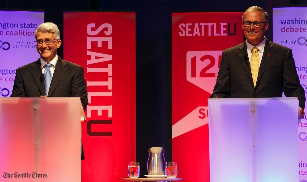 Bryant and Inslee sparred about education, taxes and government oversight in second debate.