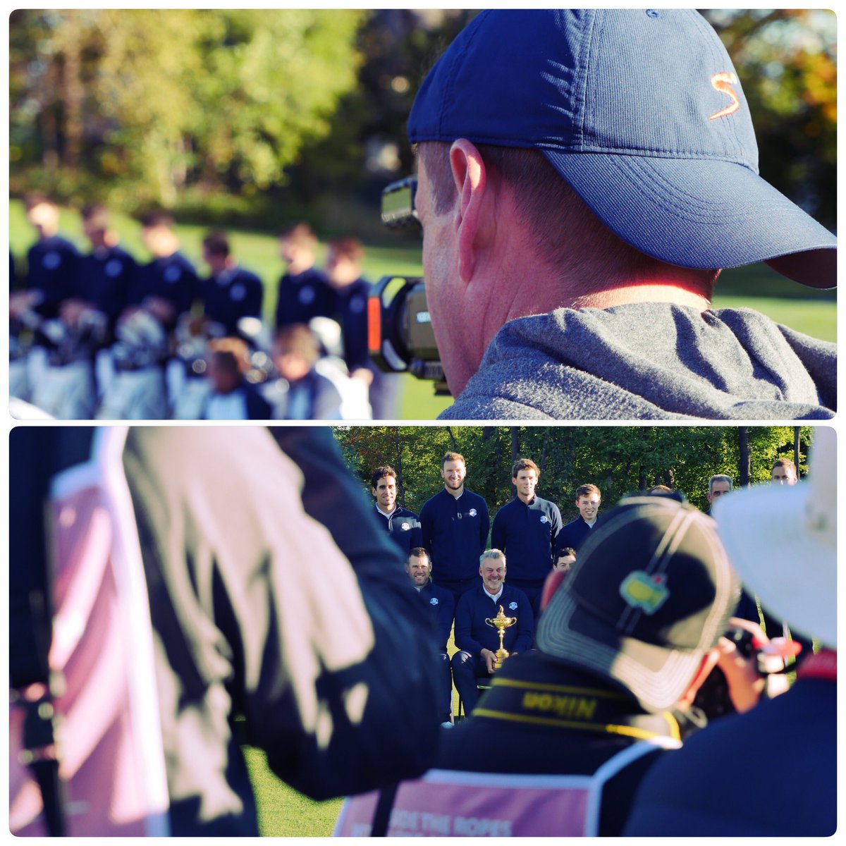 Busy morning at the official <a href="/RyderCupEurope/">Ryder Cup Europe</a> team photo. <a href="/SuperSportTV/">SuperSport 🏆</a> &amp; <a href="/JacquesGroen13/">Jacques</a> in the thick of things.