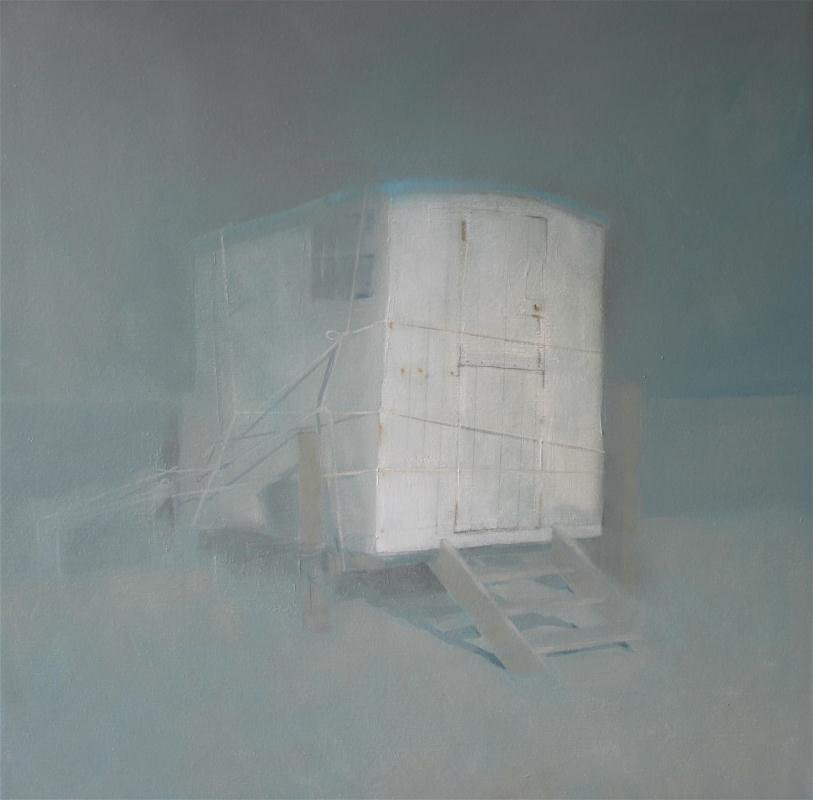 mallgalleries's tweet photo. The @Winsorandnewton Oil Prize exhibition is won by Charles Inge for his work Tethered Beach Hut @MarineArtists https://t.co/6haIk3wl2y