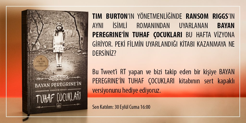 Bu tweeti RT'leyen bir takipçimize BAYAN PEREGRINE'in TUHAF ÇOCUKLARI kitabını hediye ediyoruz!