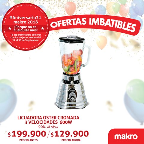 Makro Colombia on X: Celebra las mejores ofertas imbatibles en  electrodomésticos LICUADORA OSTER 3 VELOCIDADES 600 W ¡Llévatela!  #Aniversario21  / X