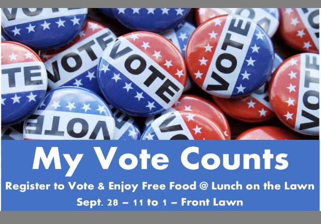 Newnanwolves's tweet photo. What's happening in Newnan tomorrow!?! Voter Registration and Free Pizza! That's what! 😋 https://t.co/AxQr3gHgGK