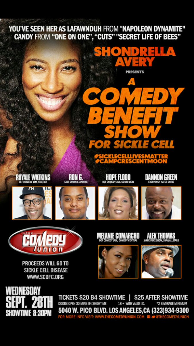 Come Chuckle 4Charity With Us!  4Sickle Cell Disease Month&amp;Shondrella Averys Chapters 50/60Year! Or make donation  scdfc.org