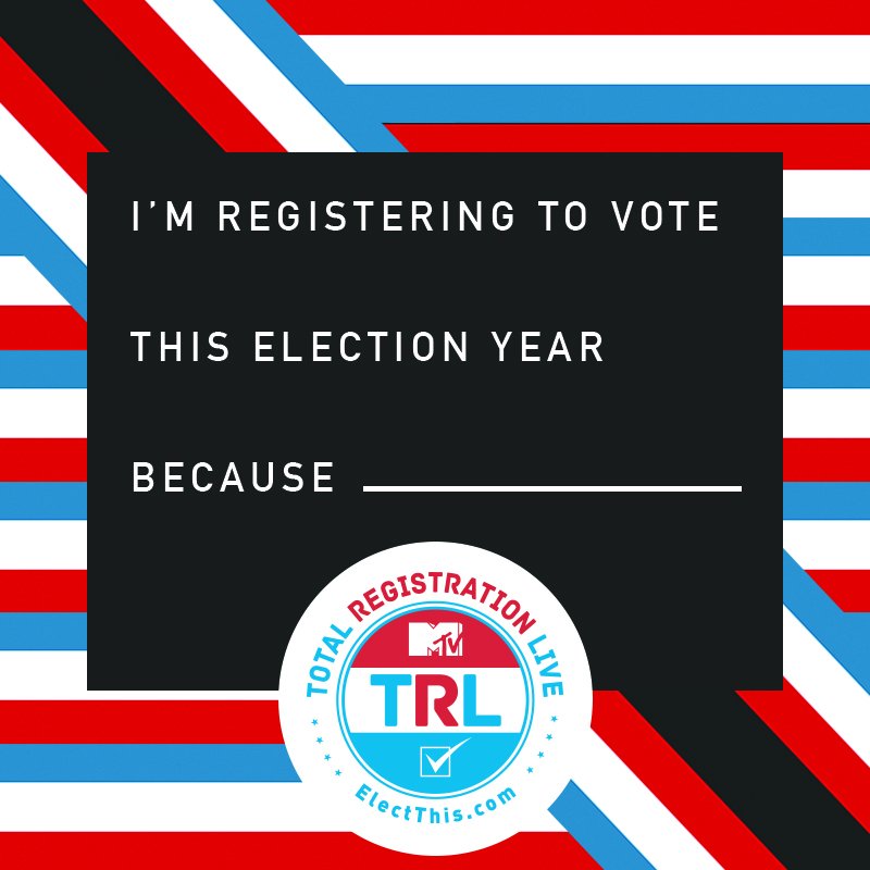 Tell us why you're voting this November + watch Total Registration Live (#TRL) tonight at 6p EST 👉 electthis.com