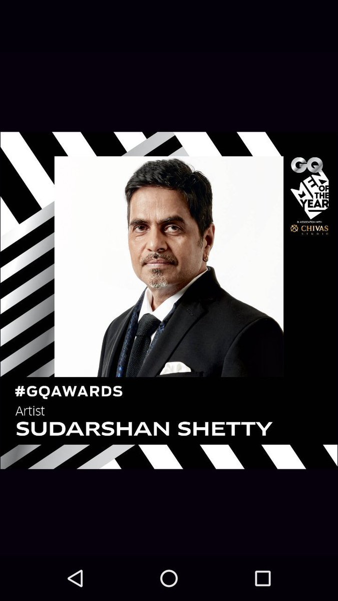 gqindia's tweet photo. This year's #GQAwards Artist of the Year, #SudarshanShetty presented by Sunjae Sharma of @GrandHyattMum https://t.co/ig5xpEvOb0