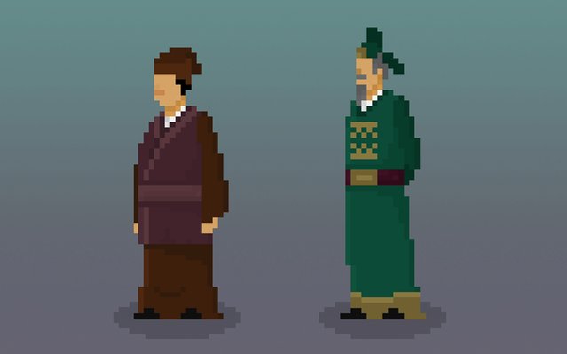 nupixo's tweet image. Here are just two of the seven characters you'll meet in the prologue chapter of #DetectiveDi. #pixelart #gamedev
