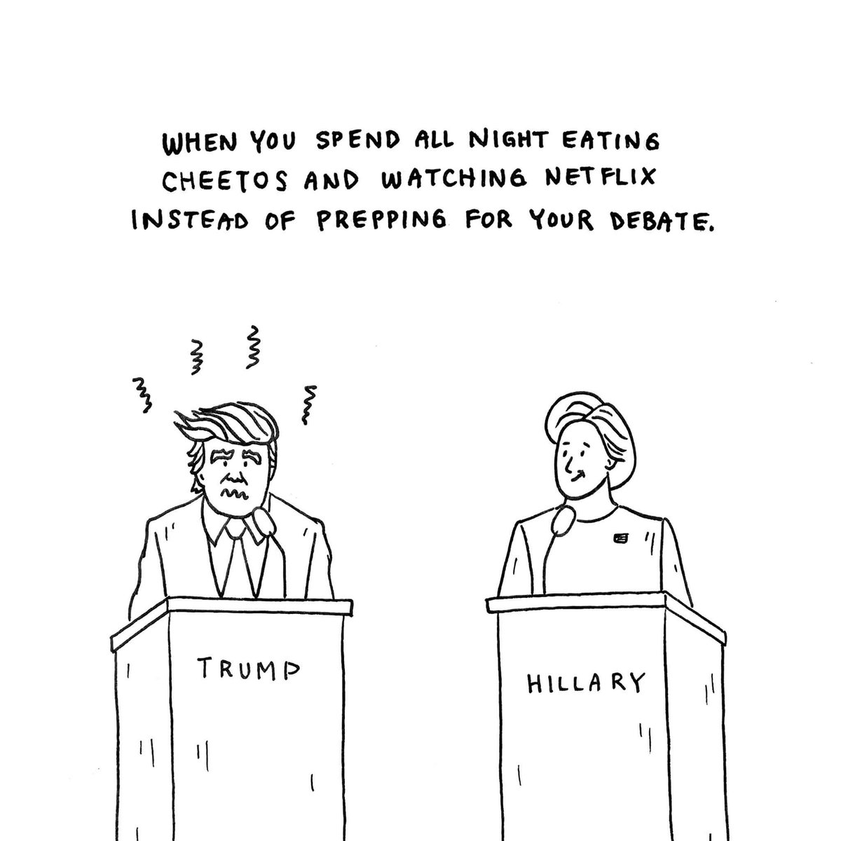 Itsawkwardguy's tweet photo. Last night got awkward. #debatenight #Debates2016 #Trump #Cheetos #Netflix https://t.co/4ZPYjGe9lL