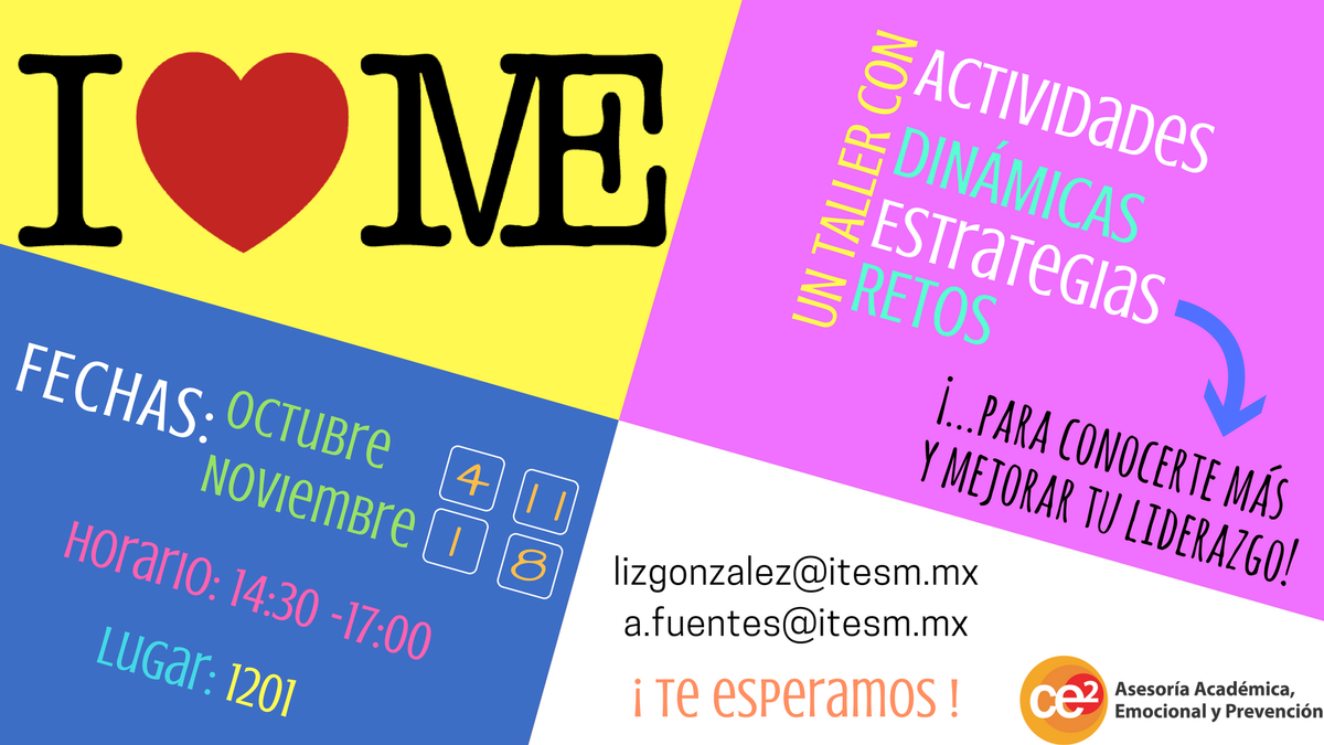 CE2GDA's tweet photo. ¡Inscríbete! I ❤️ ME
https://t.co/zDZs0JlPeD
#TecCampusGdl https://t.co/d6AQFf0ULu