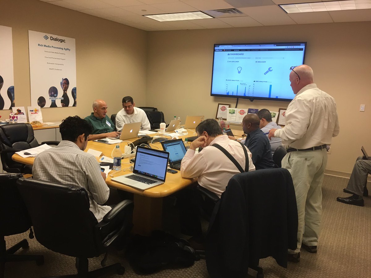 Dialogic's tweet photo. #developers plugging away at the #webrtc and #cloud communications workshop https://t.co/cdhgWCImnJ