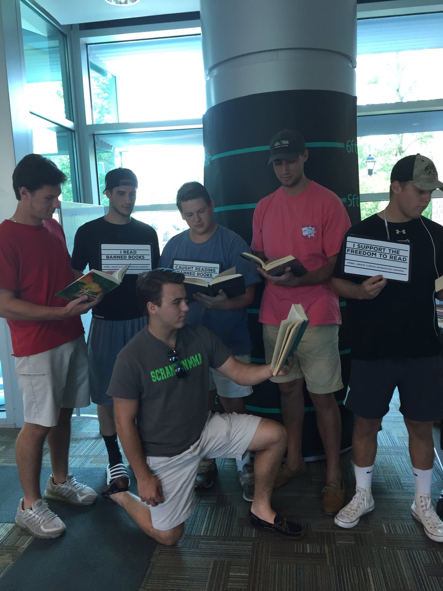 The men of <a href="/CoastalPIKE/">Myrtle Beach PIKE</a> support #BannedBooksWeek #CCU <a href="/ALALibrary/">American Library Association</a> #kimbellibrary
