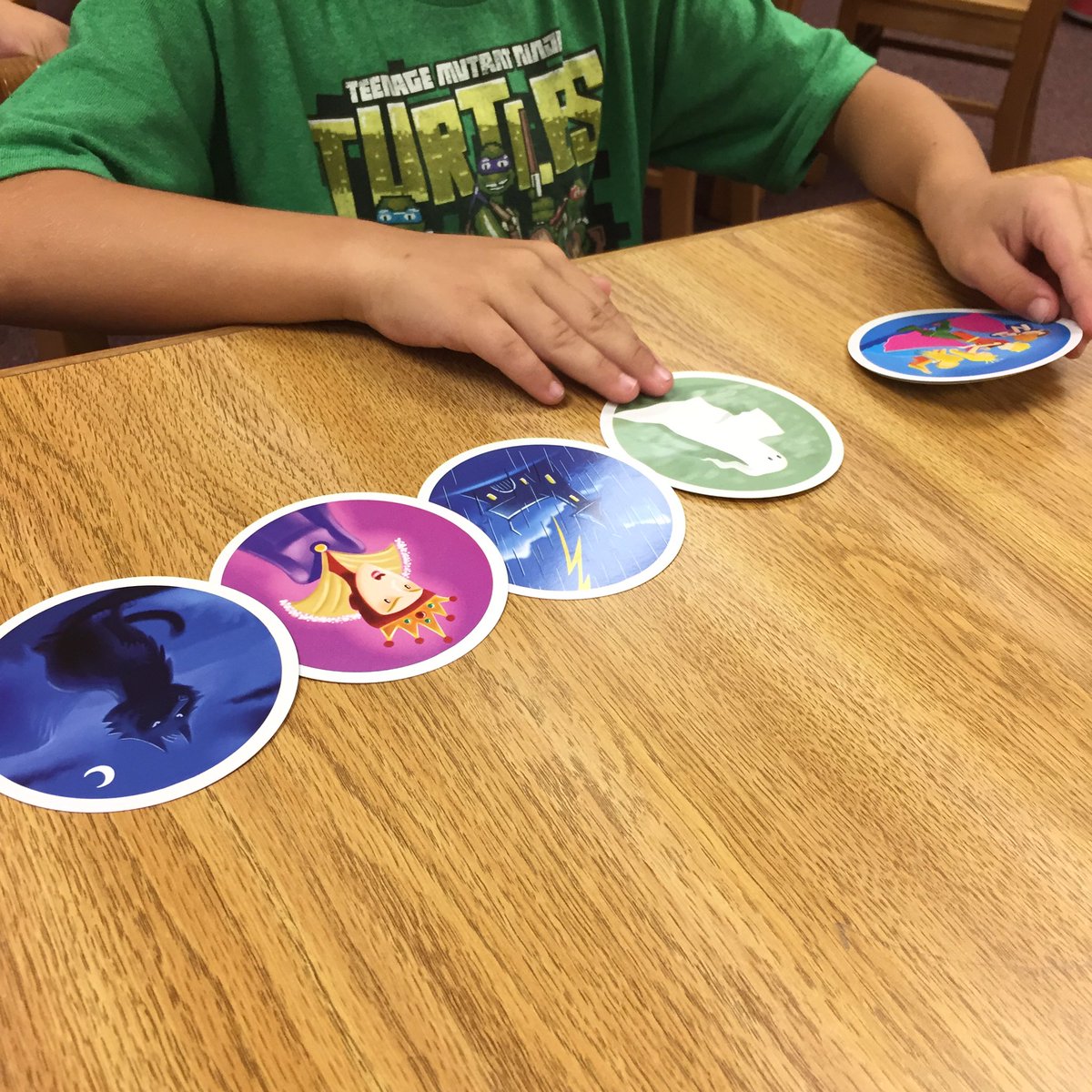 carolynvibbert's tweet photo. "Darkest, deepest, evilest part of the forest," shares a 3rd grader using Tell Tale Fairy Tale cards. #tlelem #AASLgame @BlueOrangeGames https://t.co/57K34pPp5I