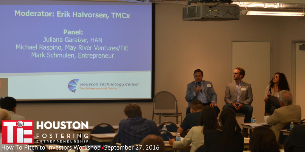 TiEHSTN's tweet photo. Talking money with @Houston_Angels. Panelists gave our entrepreneurs an insight on funding possibilities right here in Houston. #TiEHouston https://t.co/koplP2hpHT