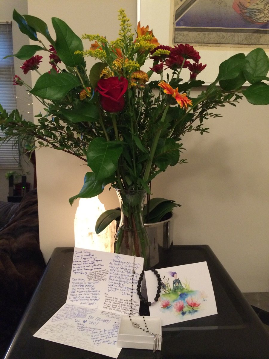 HillaryKYoga's tweet photo. WOW - Beautiful Flowers; gifts &amp; cards.....I LUV you ALL for inspiring me every day in the YHOT Teacher training! XO
 
~ Hill https://t.co/l24X5tUr9P