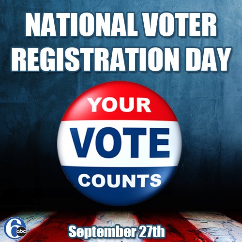 Are you registered to vote yet? Remind your friends! NationalVoterRegistrationDay