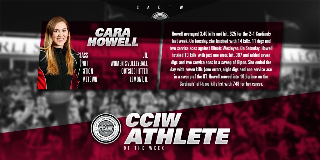 Howell Named <a href="/CCIW_Athletics/">CCIW</a> Offensive Player of the Week goo.gl/I1JbTg <a href="/NCCVolleyball/">Karen Bunkenburg</a> #WeAreNC