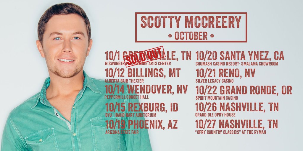 Scotty McCreery heads out on his October tour dates