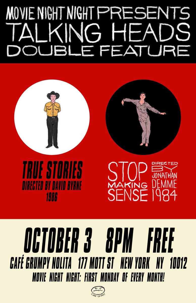 MovieNiteNight's tweet photo. Monday Oct. 3rd join us at @cafegrumpy's Nolita location for a double whammy! 8PM come thru it's F R E E ✨ https://t.co/PYOkBoeVGg