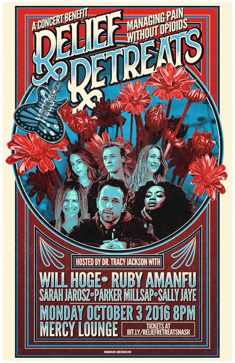 Relief_Retreats's tweet photo. #rockforrelief #reliefretreats. Tix for Oct 3 benefit at Mercy here:  bit.ly@reliefretreatsnash  Help fight chronic pain without opioids! https://t.co/uChVMIG1sN