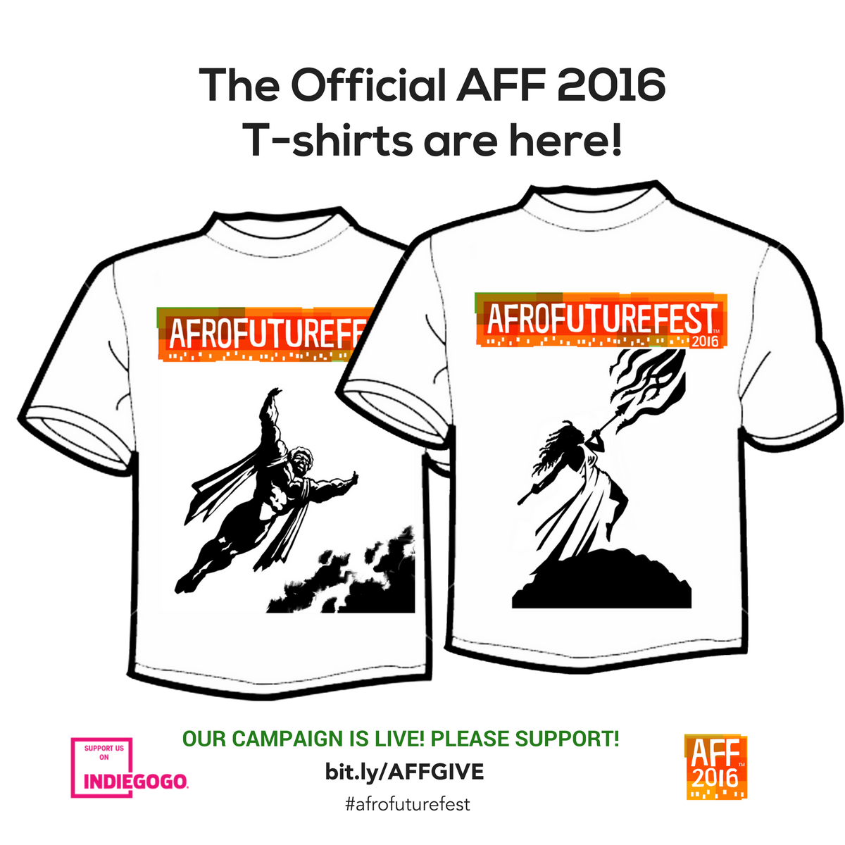 Afrofuturefest's tweet photo. The official #AFF tshirts are here! Get yours now! https://t.co/T4MaEwBSVI #comics #art #NYCC #afrofuturefest https://t.co/nXGUvFBqE0