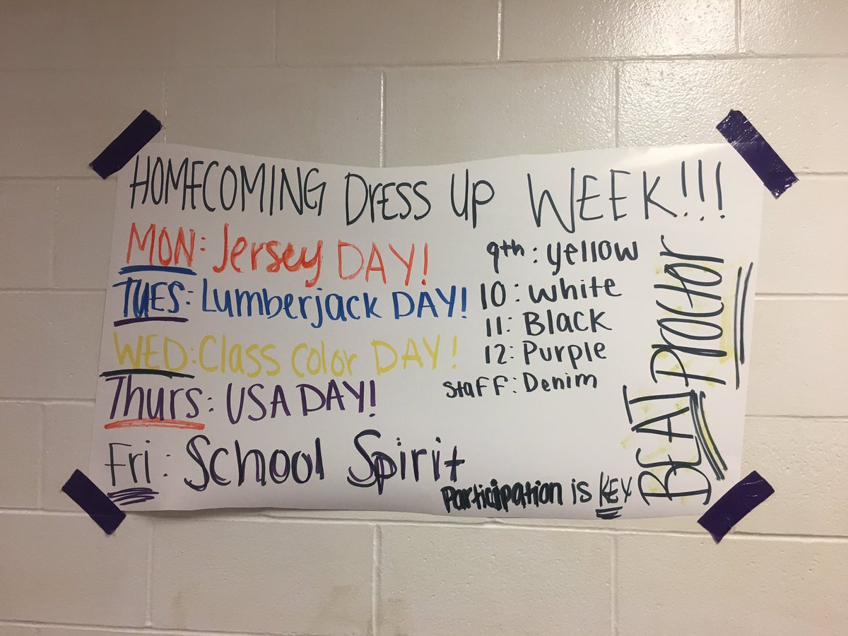 _haileymarie10's tweet photo. don't forget to dress up next week for homecoming!!! 💜💛🎉 #participate #beatproctor https://t.co/Rxhi9WKJyQ