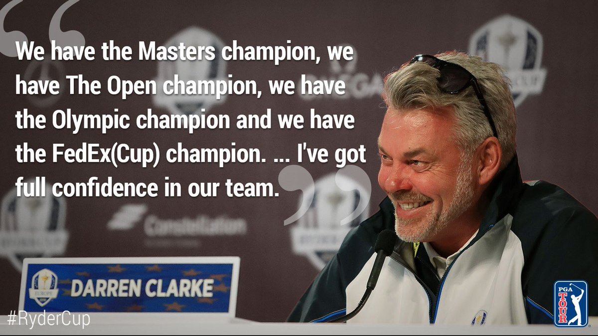 PGATOUR's tweet photo. One confident captain.

#TeamEurope https://t.co/wPVJ8woMJ1