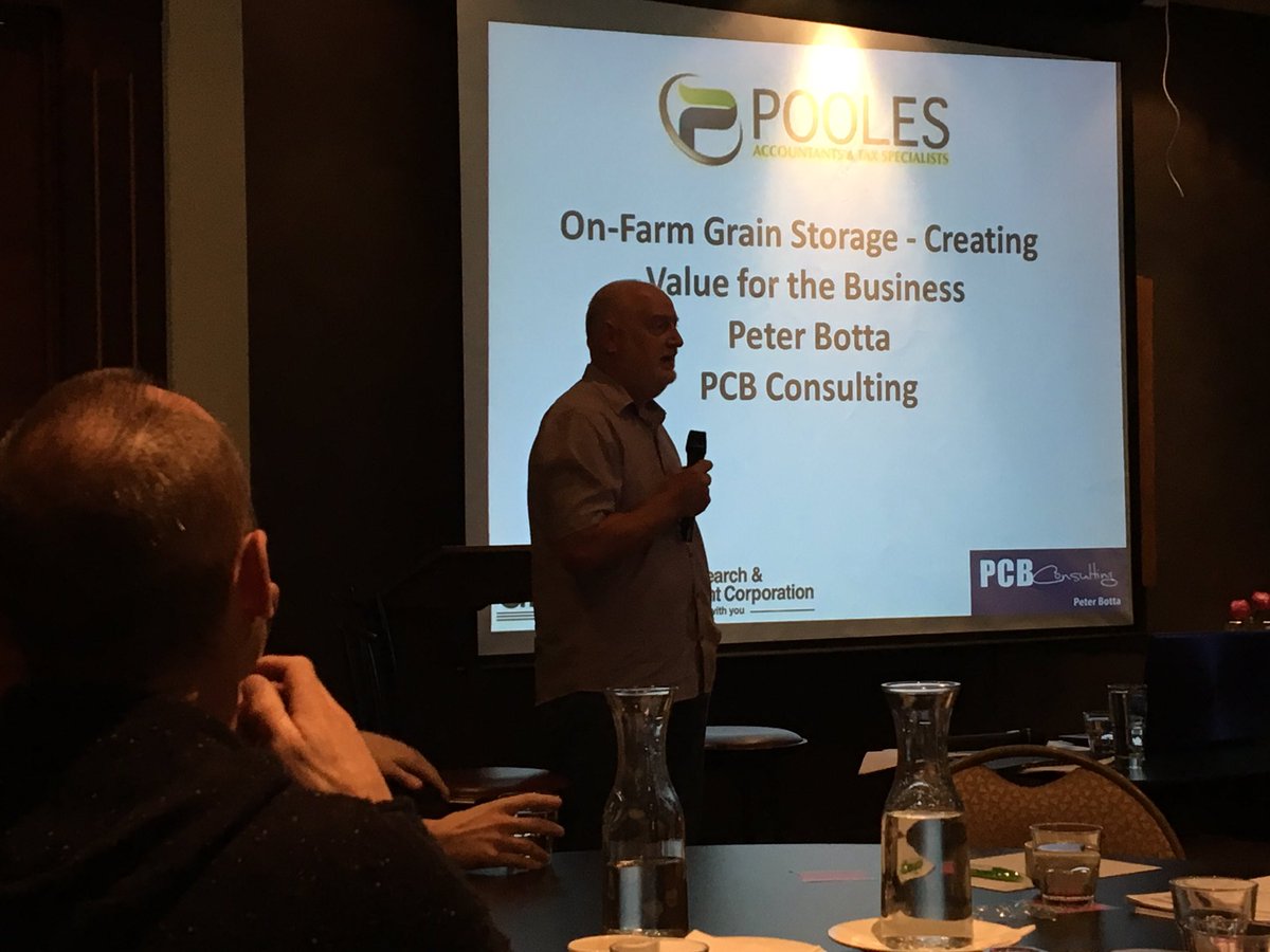 Farm_360's tweet photo. Peter Botta, discussing a red hot topic of storing grain on farm. https://t.co/1YIIBgjhg1
