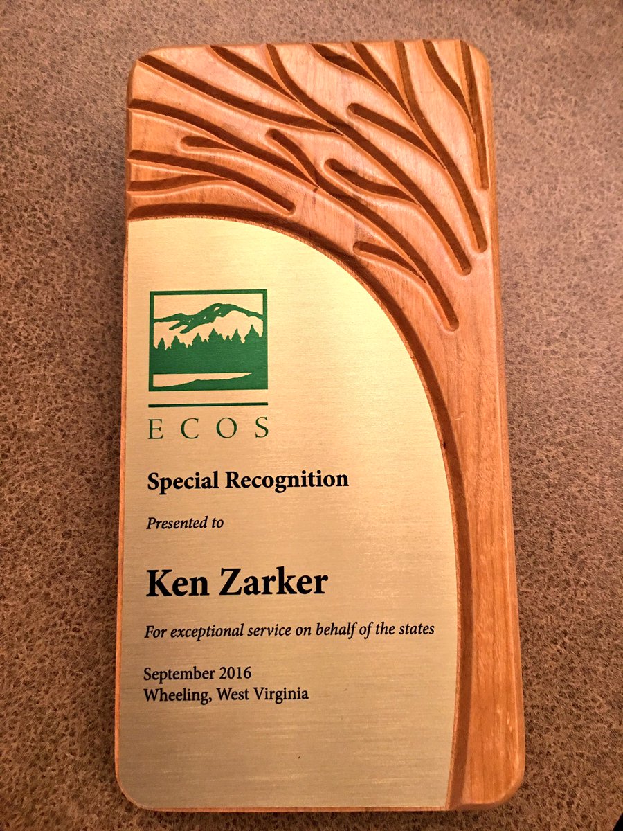 EcyMaiaBellon's tweet photo. So proud of the work Ken Zarker does for @ecologywa. He was recognized today at #ecosfallmtg16 for exceptional service. https://t.co/y39LY4xCqT