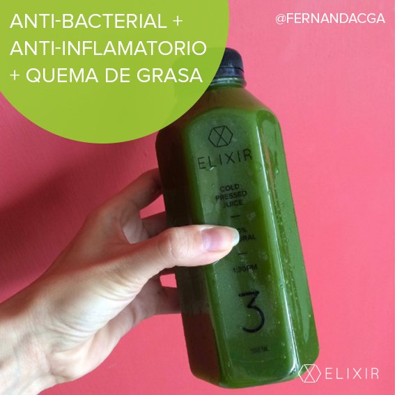 Nuestro elixir #HealthyGreens es una una bebida antibacterial, antiinflamatoria y quema grasa, gracias a sus ingredientes. #InJuiceWeTrust