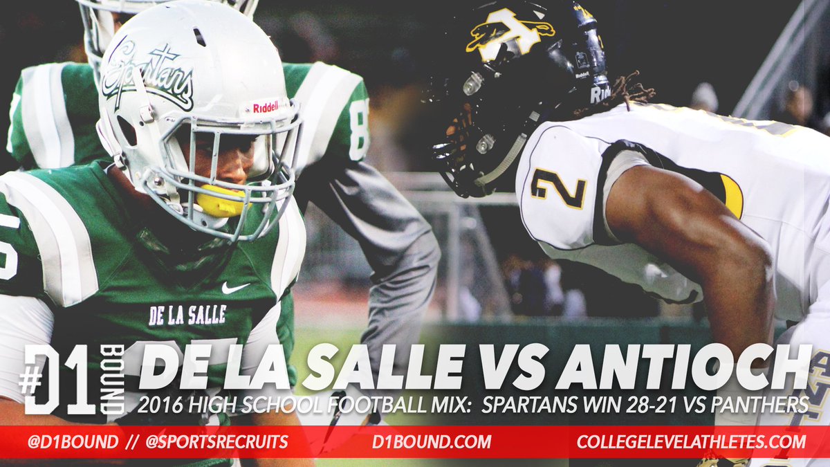 SportsRecruits's tweet photo. WATCH NOW! #BATTLEOFTHEBAY DE LA SALLE VS ANTIOCH. MUST-SEE MIXTAPE. Najee Harris vs Kairee Robinson. 🎥 https://t.co/HCOMgtqS0b https://t.co/mSUDF1aHwQ