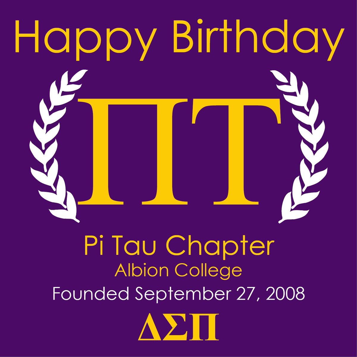 Happy birthday to <a href="/PiTauDeltasig/">Delta Sigma Pi at Albion</a>!
