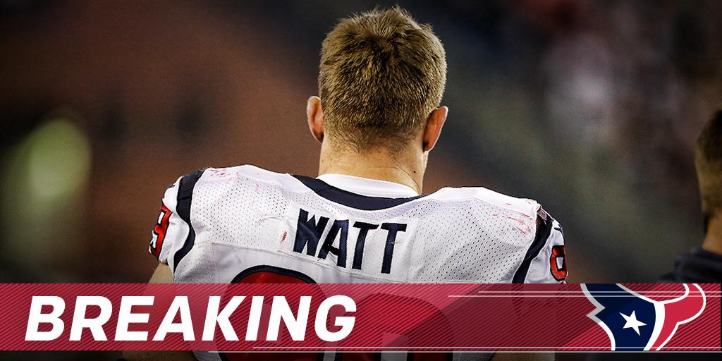 NFL's tweet photo. .@JJWatt expected to miss extended period of time: https://t.co/tODxVp1Akf (via @RapSheet) https://t.co/RBxyQpIxfG