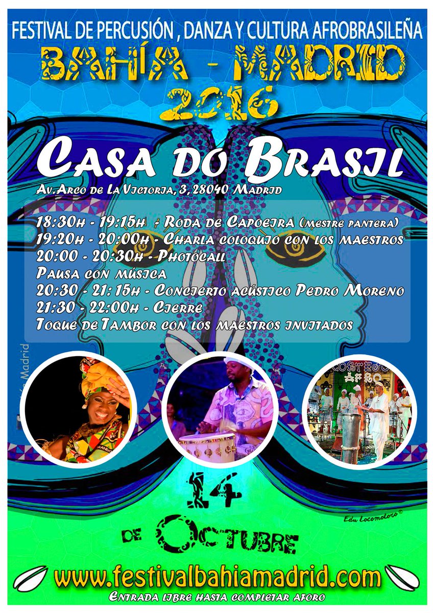 El próximo V14-OCT,tendremos el placer de inaugurar el Festival <a href="/bahia_madrid/">Discoteca Bahía Madrid</a> 2016 en <a href="/casadobrasil_es/">Casa do Brasil</a> con una #Roda exhibición de #Capoeira