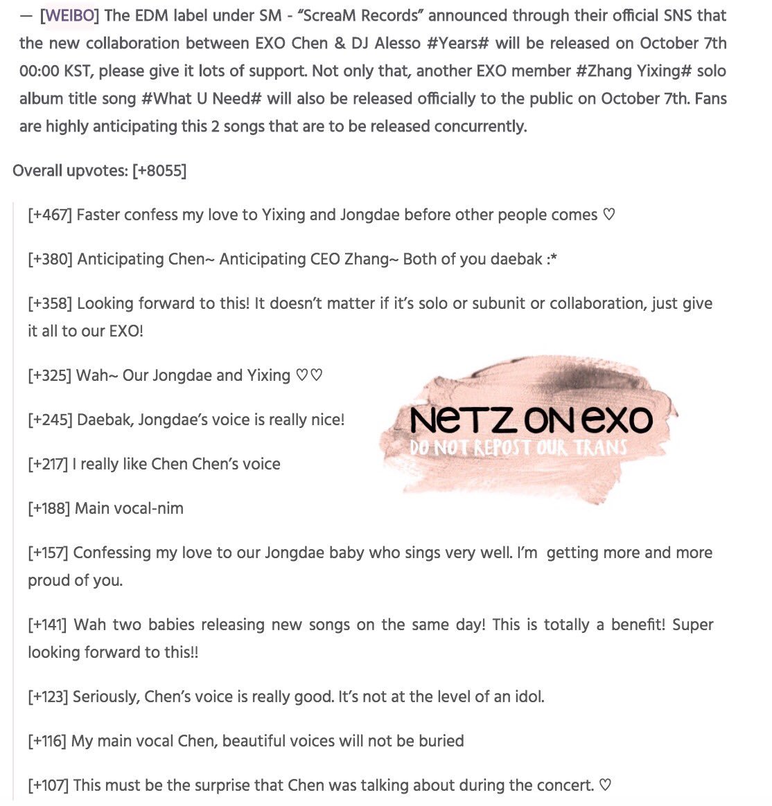 rlpcy92_'s tweet photo. EXO_FANBASE: RT netzonexo: [Weibo &amp; Naver] #EXO #CHEN &amp; DJ Alesso Collaboration, #LAY Solo Album
link: … https://t.co/ovQk7qDfBB