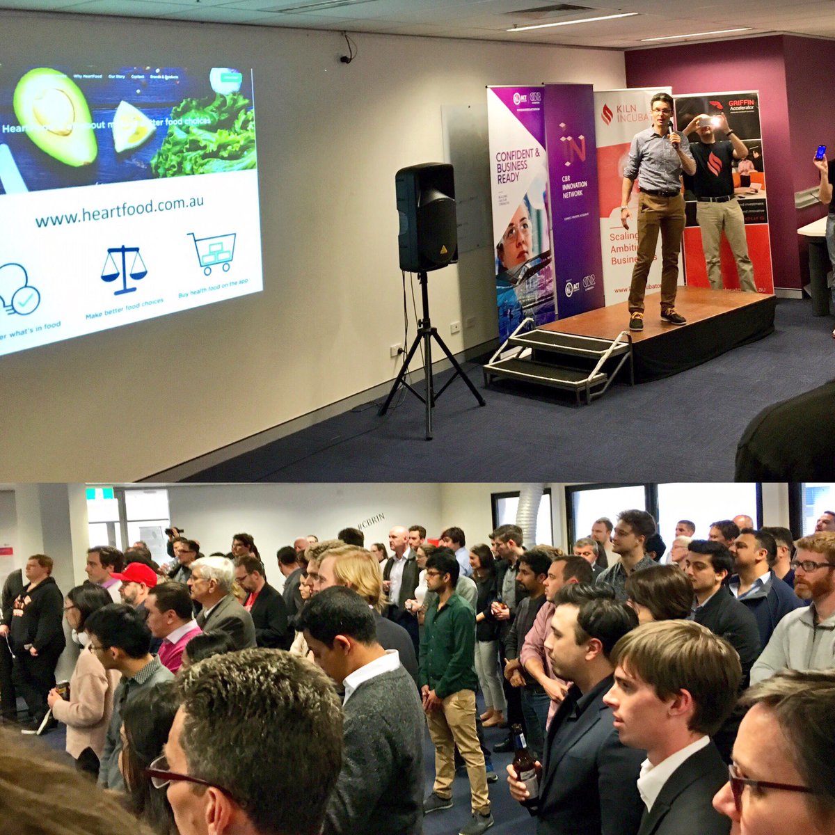 HeartFoodAus's tweet photo. Hottest night of every month for start ups!  So proud to pitch #HeartFood to this awesome crowd.
#firstwednesdayconnect #StartupCBR https://t.co/Qoiwlel04x