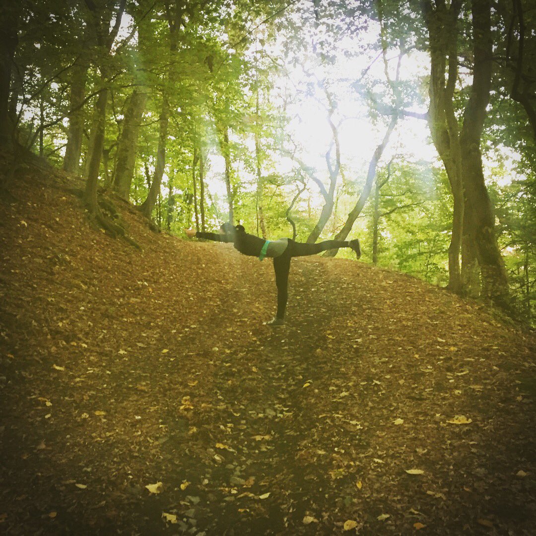 yogabycharlene's tweet photo. #Virabhadrasana3 #yoga #yogaeverydamnday #yogi #forest #pose #light https://t.co/79iSs7eN2K