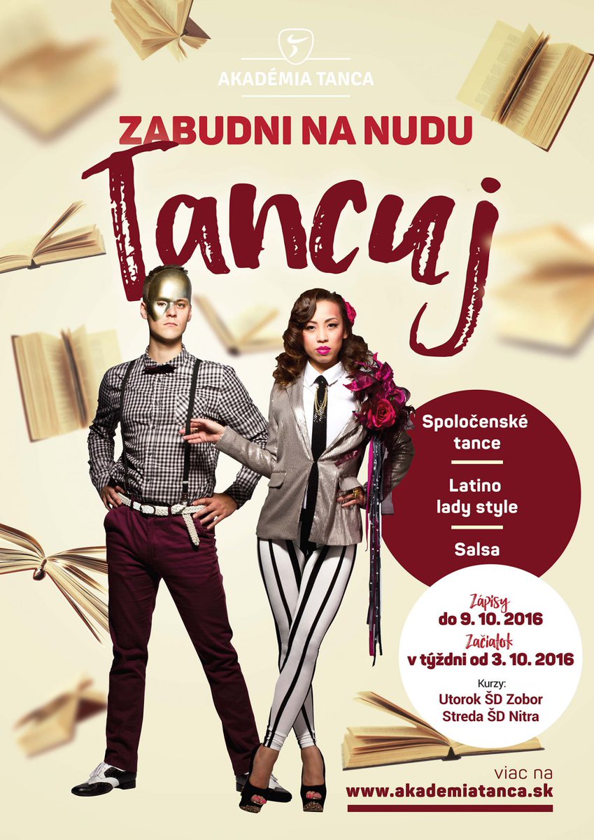 Baví Ťa tanec a pohyb? Do Akadémie tanca sa môžeš prihlásiť ešte do 9. októbra 2016 ➡ akademiatanca.sk.
👫 👠 🎩
#akademiatanca