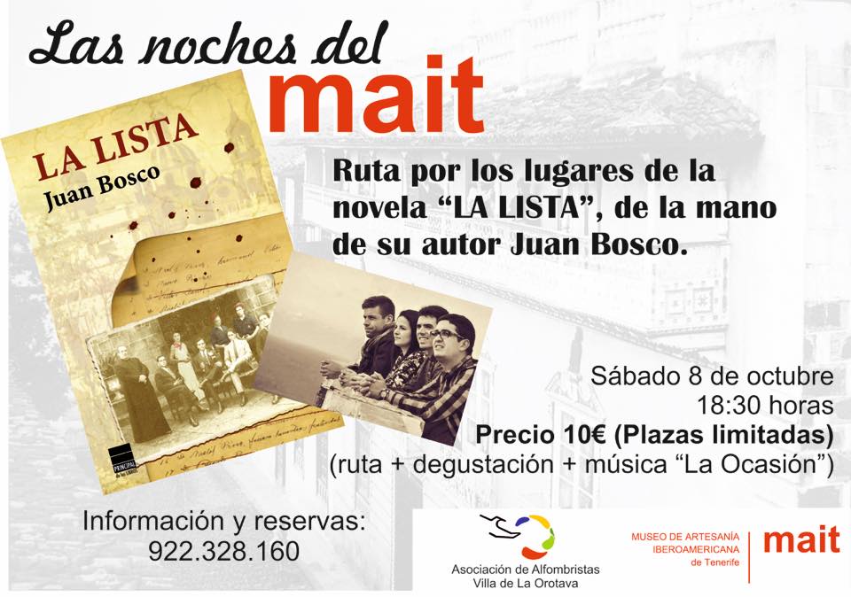Comenzamos la nueva edición Las #Nochesdelmait con un paseo por los enclaves de la Novela La Lista con @JuanBoscoGD+música+degustación