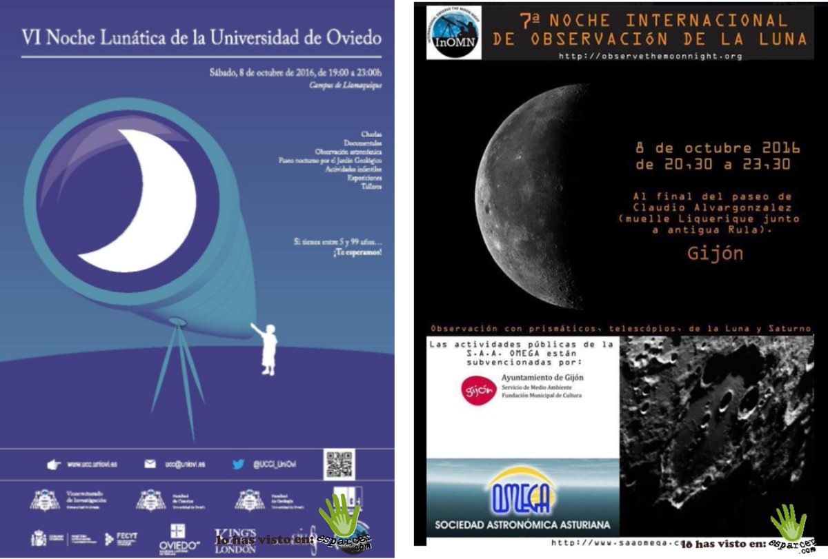 7ª noche internacional de observación de la luna en #Oviedo y #Gijon #gratis y para todos los públicos: goo.gl/Q3ow7l