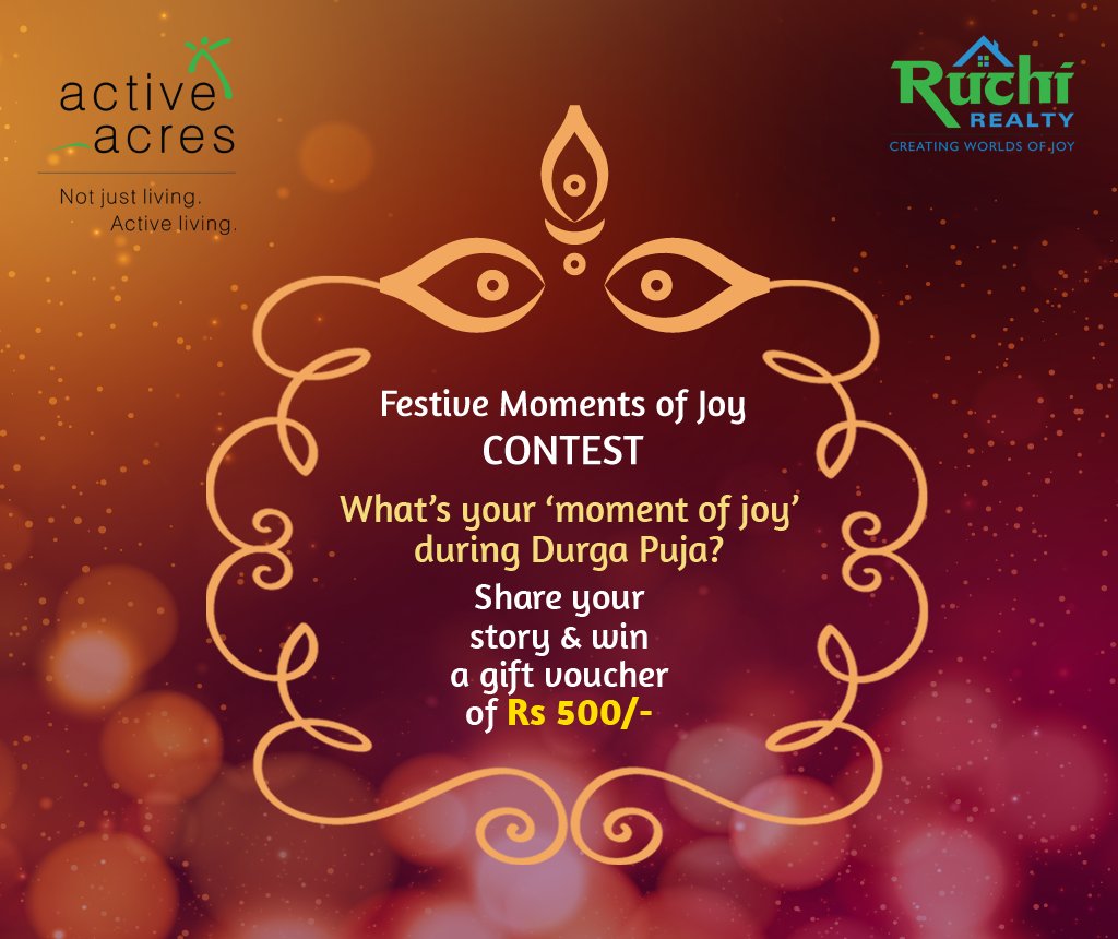 Ruchi_Realty's tweet photo. Contest Closes on- 11 Oct 2016
Share with hashtags
#FestiveMomentsOfJoy #ActiveAcres #RuchiRealty #ContestAlert #ContestIndia https://t.co/YN6PpgWhJr