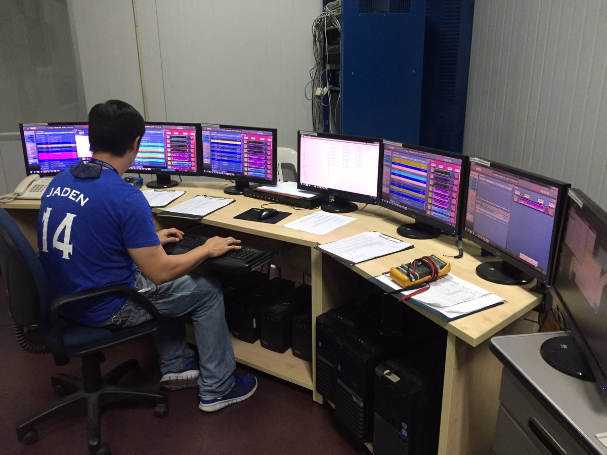 FEBC Shortwave operation centre. Co-ordinating languages in various time slots for broadcast right across Asia.